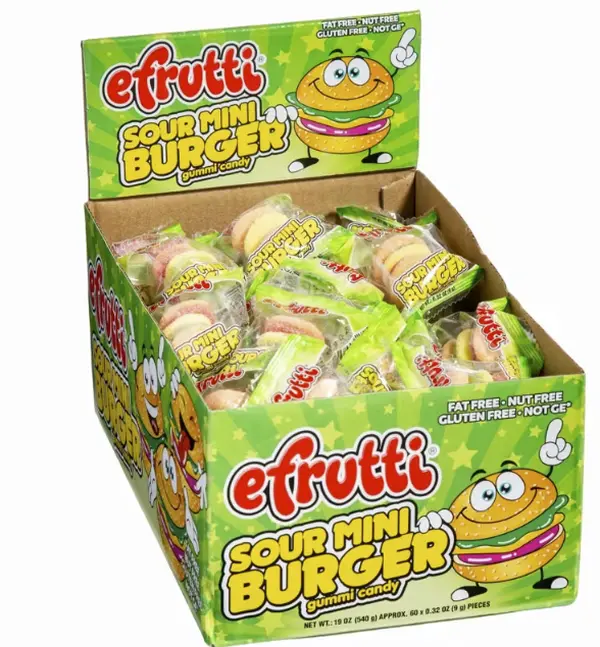 21 oz. Efrutti Mini Burger Sour Gummy Candy – 60 Pc.