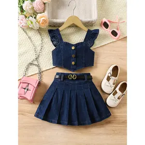 Girls' Denim Suit, Casual Denim Suit for Everyday Going Out, Perfect for Outdoor