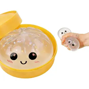 Glitter Dumpling, Glitter Dumpling Squishy with Box, Dumplings Sensory Squeeze Toy for Stress Relief (White)