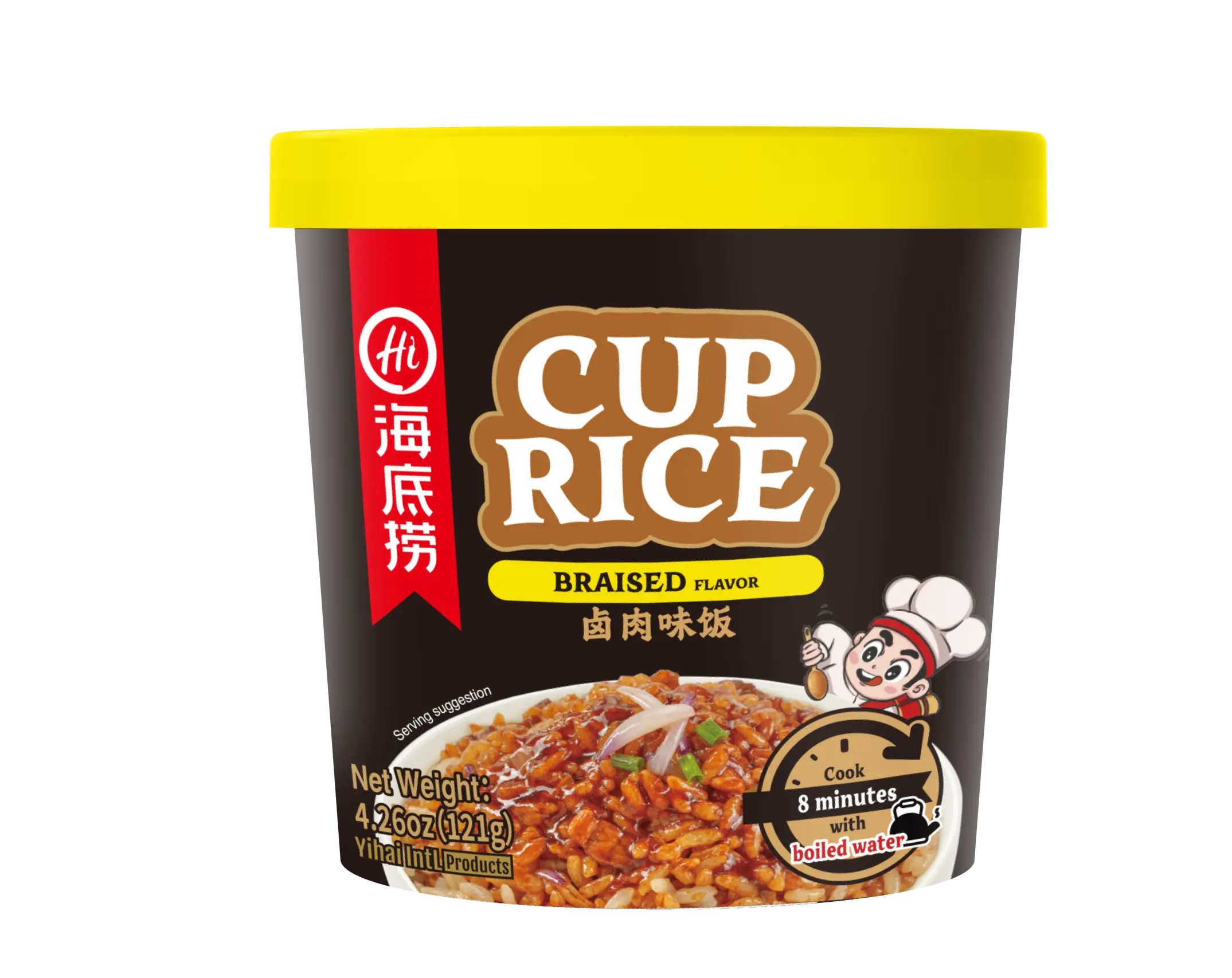 Haidilao Cup Rice, Braised Flavor, Instant Ready-to-Eat Meal, 4.26oz (121g)