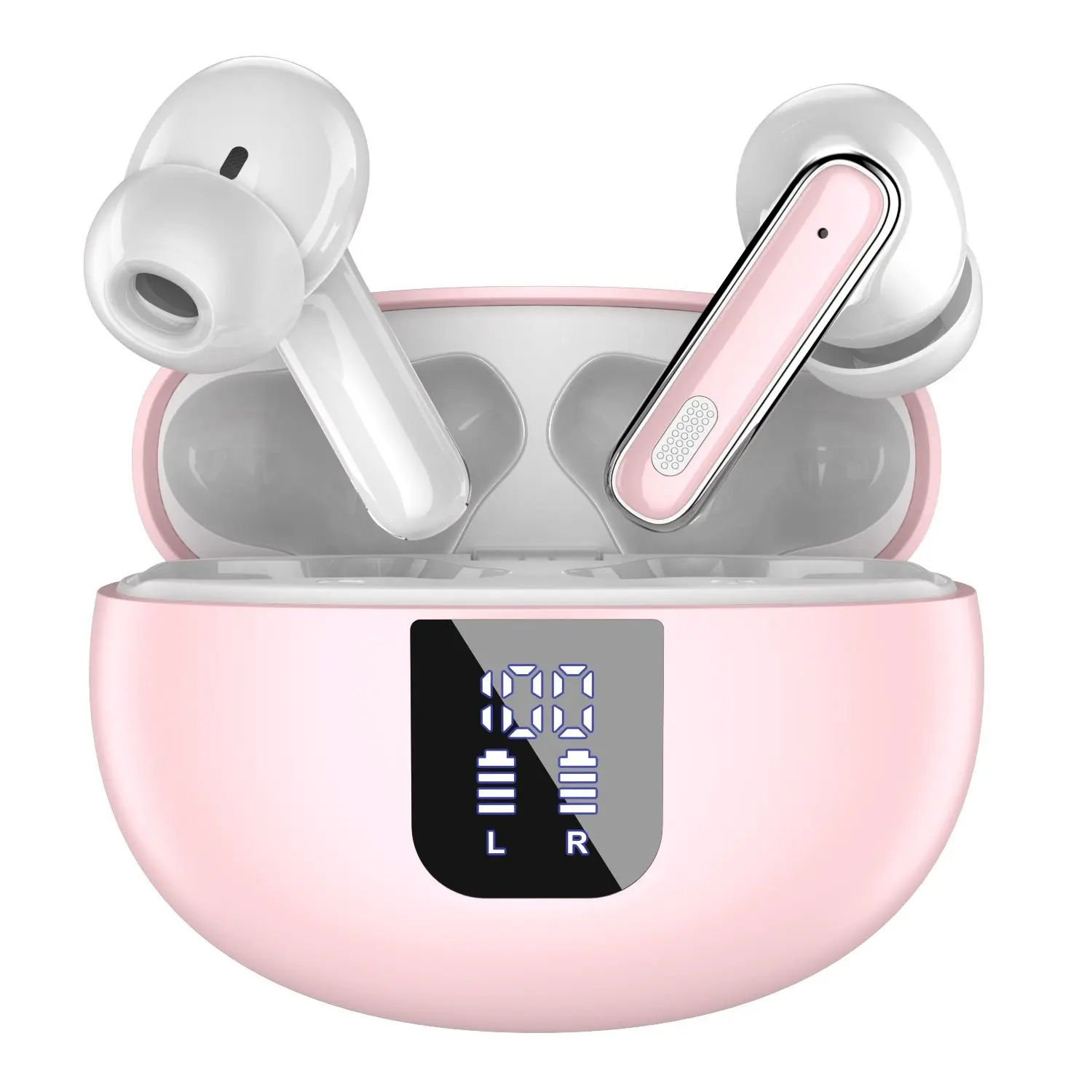 YYK-Q10 Wireless Bluetooth Earbuds, 40H Playtime with Deep Bass Stereo Sound, LED Display, Noise Cancelling Mic, Touch Control Headphones