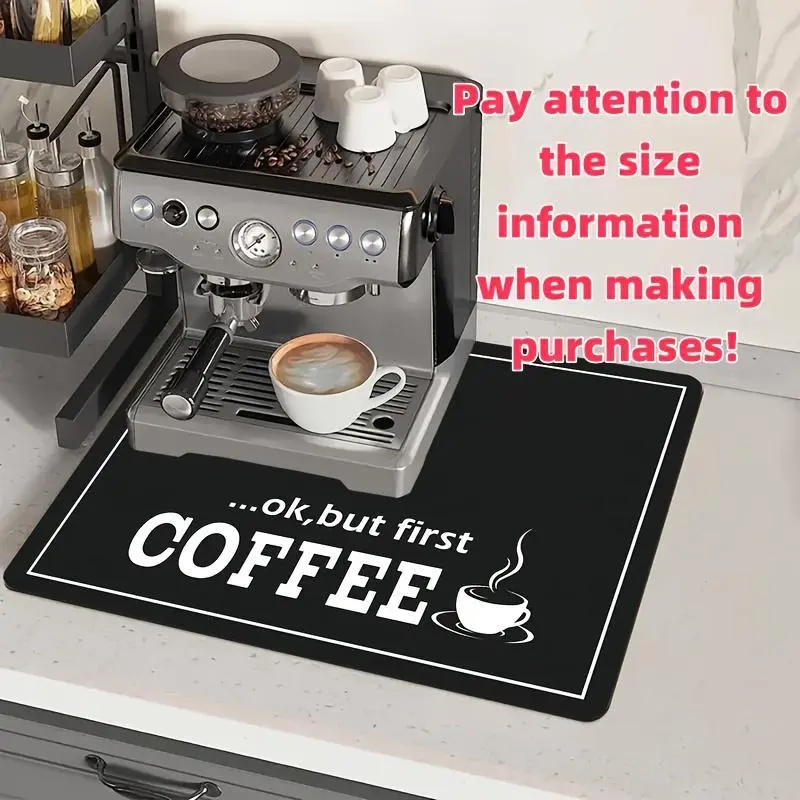Coffee Machine Mat, Coffee Bar Mat - 11.81*15.75in, Absorbent, Non-Slip, Oil-Proof, Washable, Protective Kitchen Countertop Mat, Coffee Table Mat, 1pc
