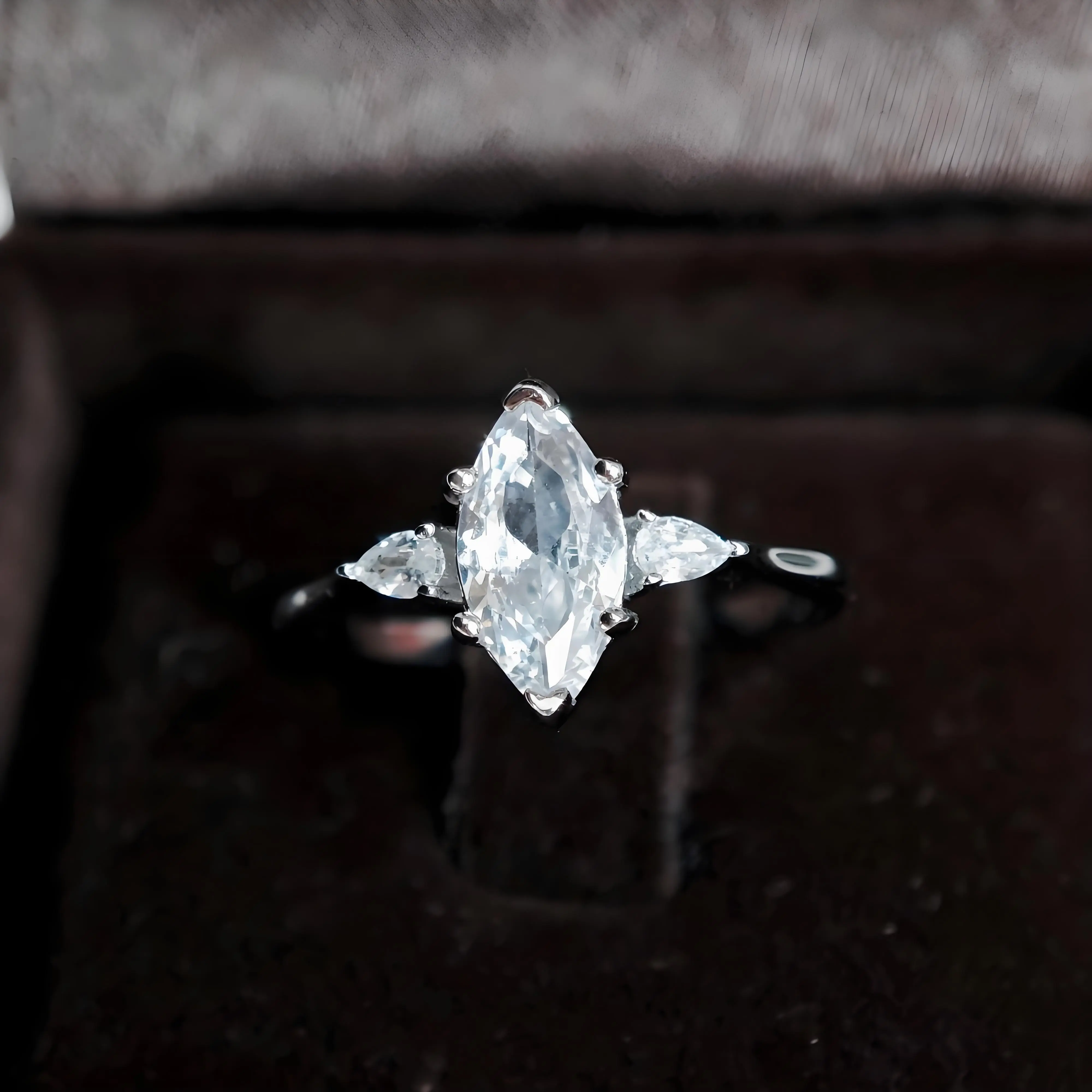 #1002 Marquise-cut Moissanite Ring
