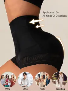 Women's High Waist Shapewear Panties, Lace Patchwork Sexy Underwear Lingerie, Seamless Butt Lifting, Daily Casual Everyday High Waist Briefs, Smooth, Feminine, Womenswear