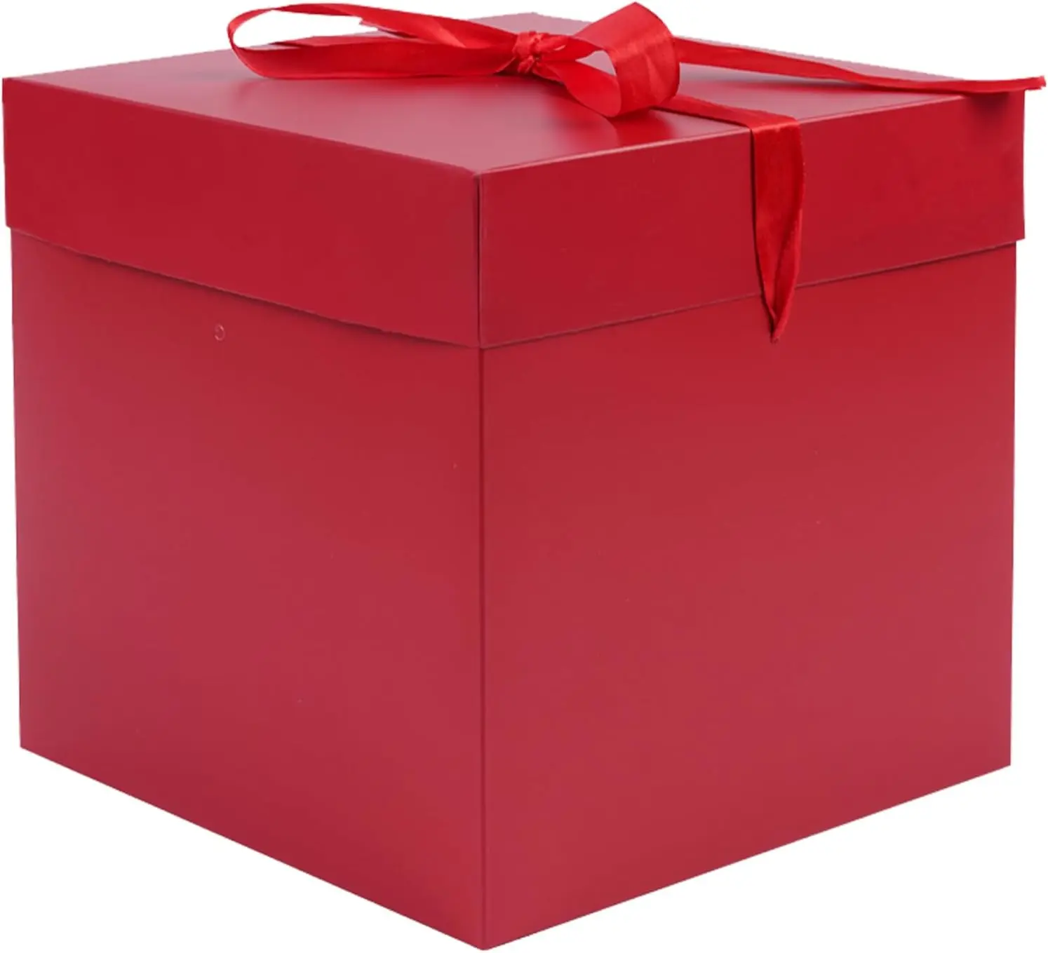 Charming and Festive Gift Box Set - 1 Collapsible Magnetic Close Red Storage Box with Satin Ribbon, 2 Pcs White Tissue Paper for Valentine's Day Office Gift Wrapping Supplies