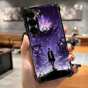 Anime Solo Game Leveling Phone Case for Samsung Galaxy S25 S24 S23 S22 S21 FE Ultra Plus 4G 5G iPhone case 17/16/15/14/13/12/11/X/XS/MAX Shockproof Transparent Soft Back Cover Smartphone Cellphone