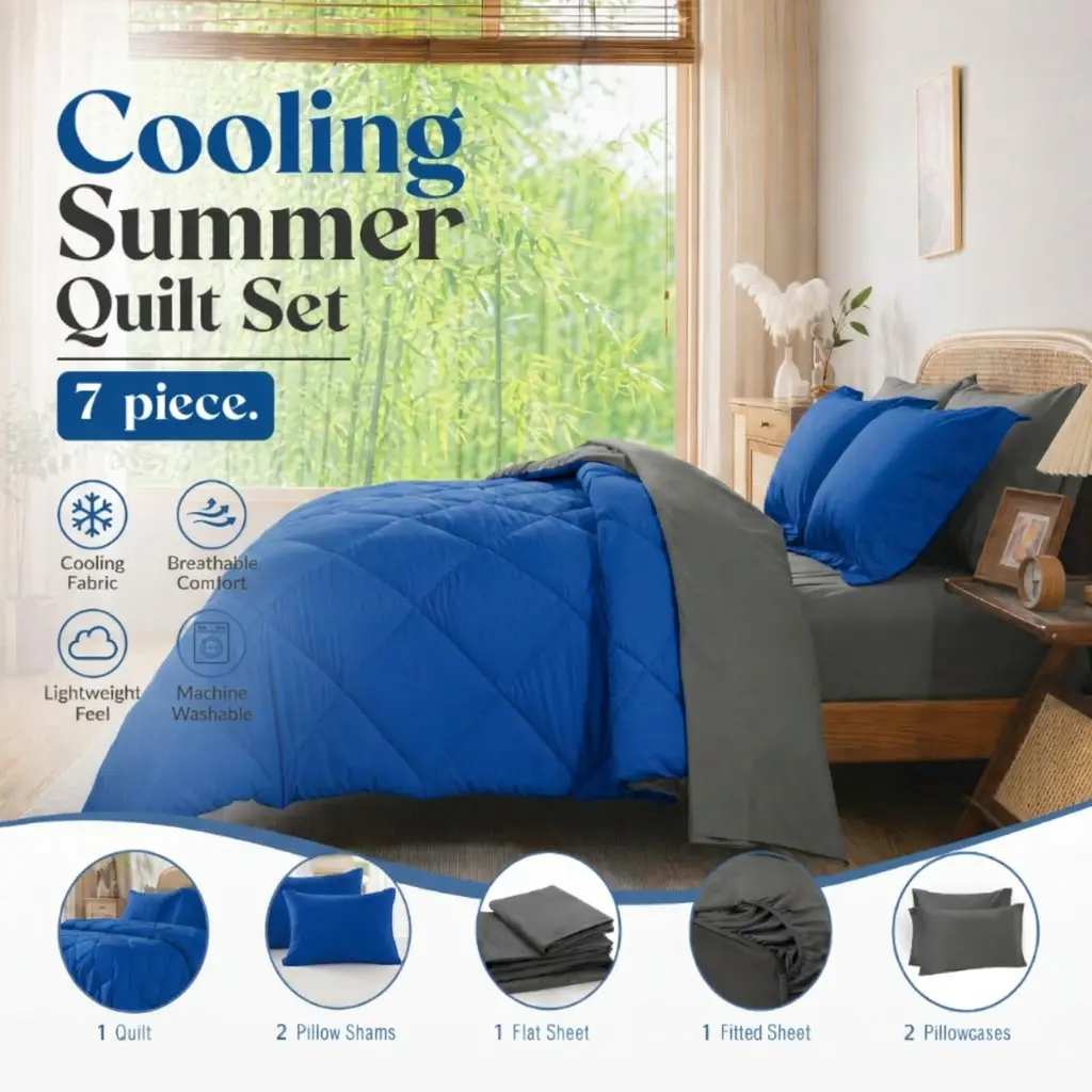 Royal Blue/Grey - Dorm Bedding