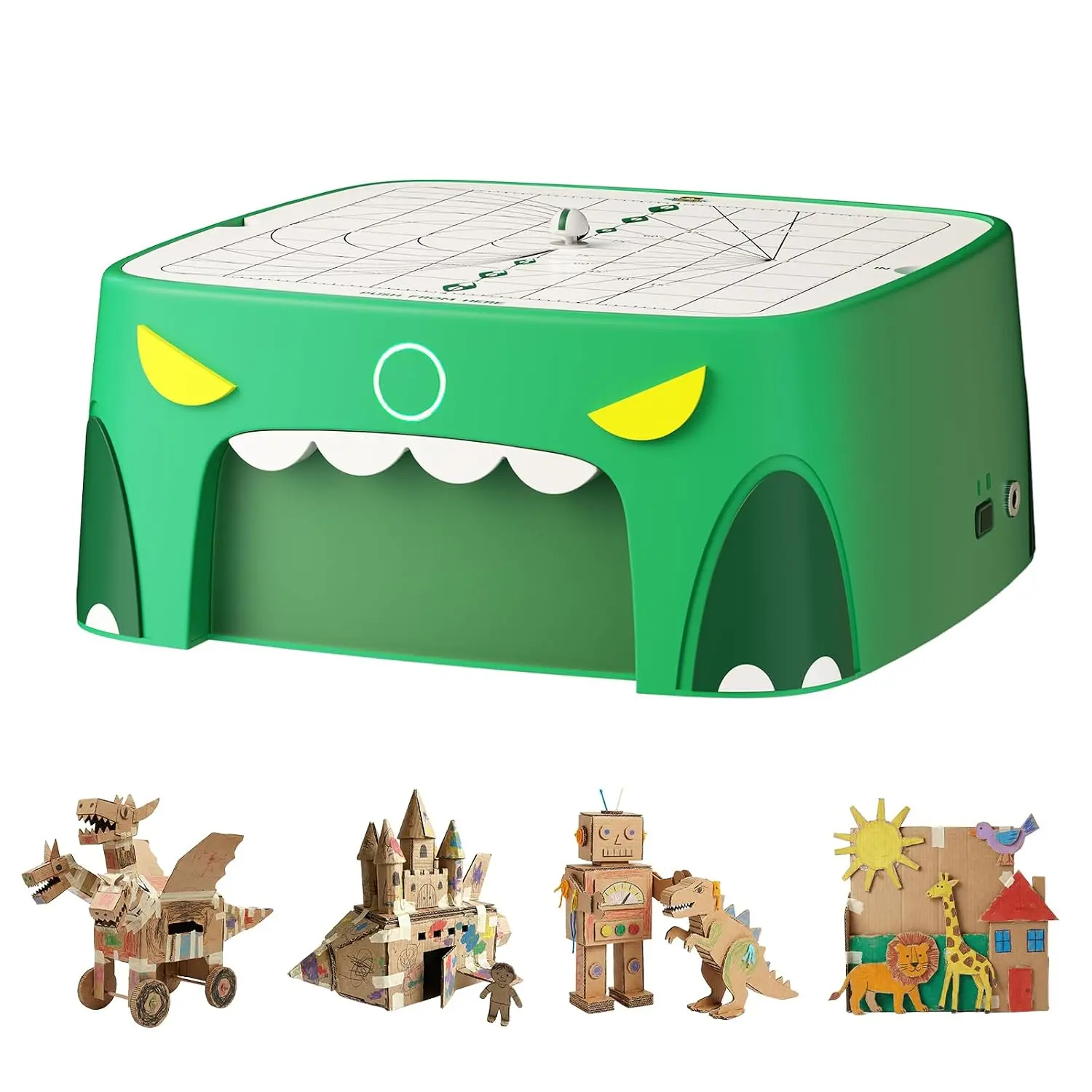 SainSmart x BeaverBot Kids Cardboard Cutter C2, Safe Dinosaur STEM Toy for Ages 4-12, Creative DIY Craft Kit for 3D Models & Forts, Bladeless Tool with 2 Speeds, Ideal Educational Gift