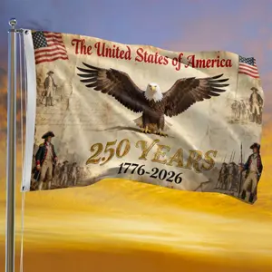 Patriotic American Flag 250th Anniversary Design (1776-2026) High Quality Fade Resistant Outdoor Decoration for Independence Day Memorial Day Patriotic Display Vintage Style USA Flag