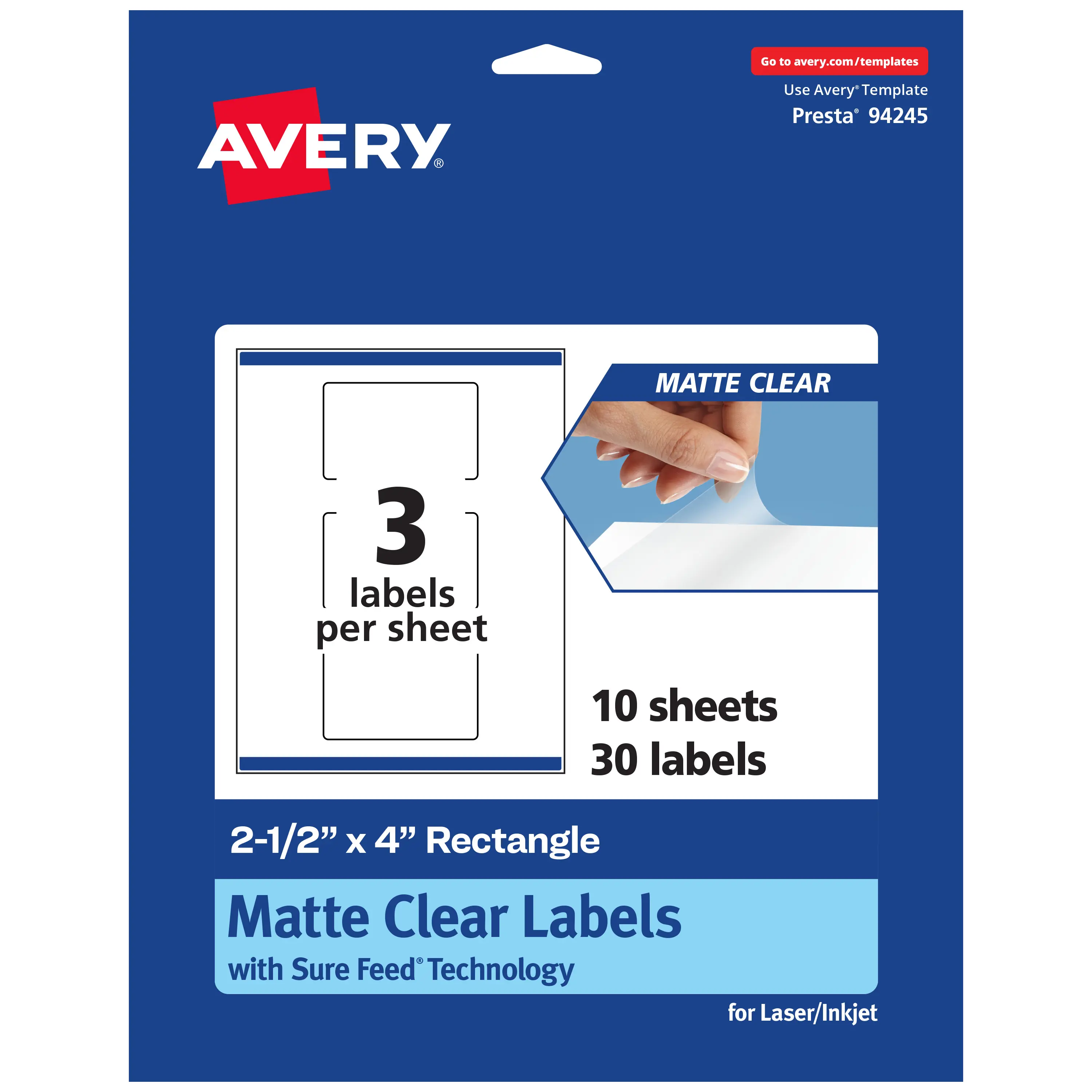 Avery Matte Clear Labels,  2-1/2" x 4" Rectangle