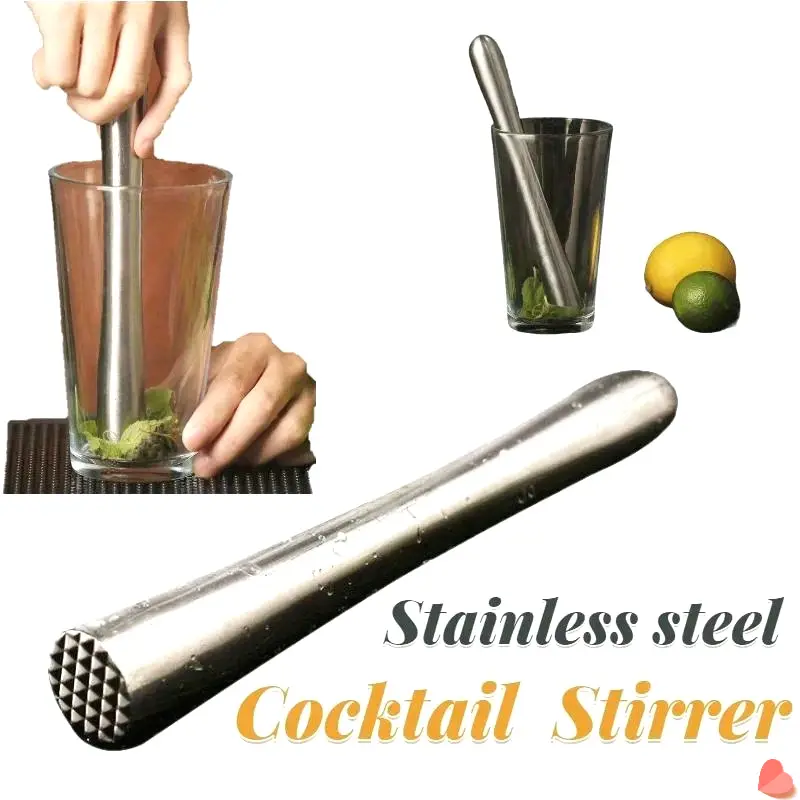[Culinary Accessory] - Stainless Steel Cocktail Muddler & Mixing Stick - Durable Drink Pusher for Home Bar, Brewing & Wine Making - with Textured Grip - Ideal for Mojitos & Margaritas
