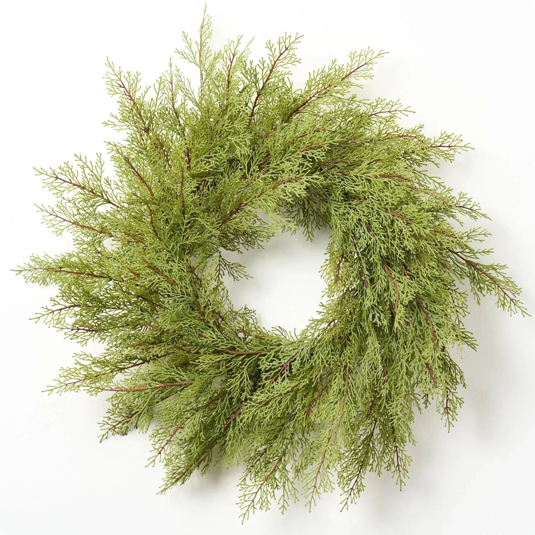 26" Diameter Real Touch Cedar Front Door Wreath - 4" Deep Imported Festive Holiday Decor, Indoor Home Decor, Christmas Winter Gift