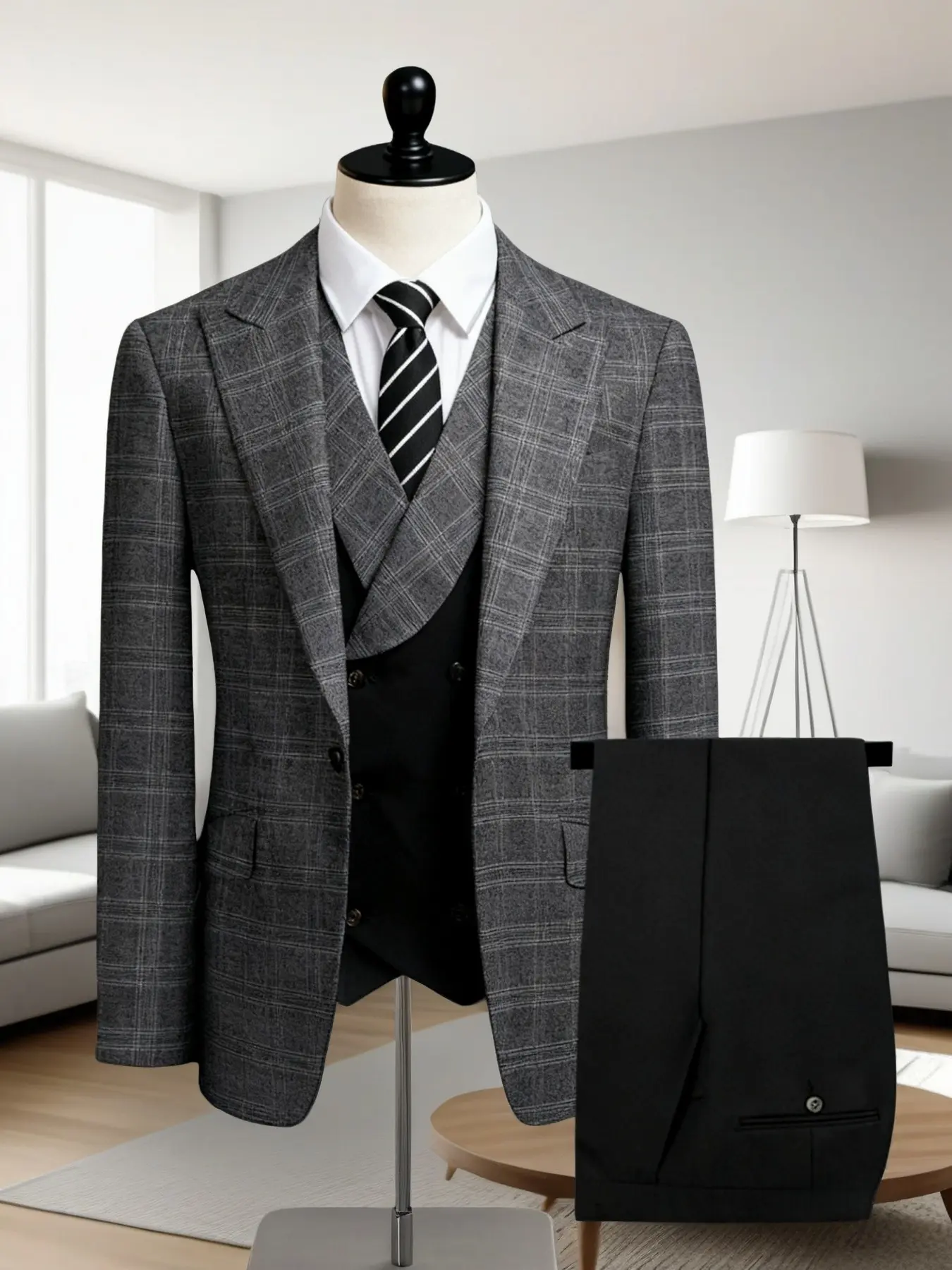Elegant Men'S 3pcs Suit - Slim Fit Long Sleeve Collared Tuxedo Set for Weddings & Formal Occasions, Suit & Pants, Perfect for Office Meetings and Elegant Events, Formal Attire|Slim Fit Suit|Durable Wedding Wear, Menswear