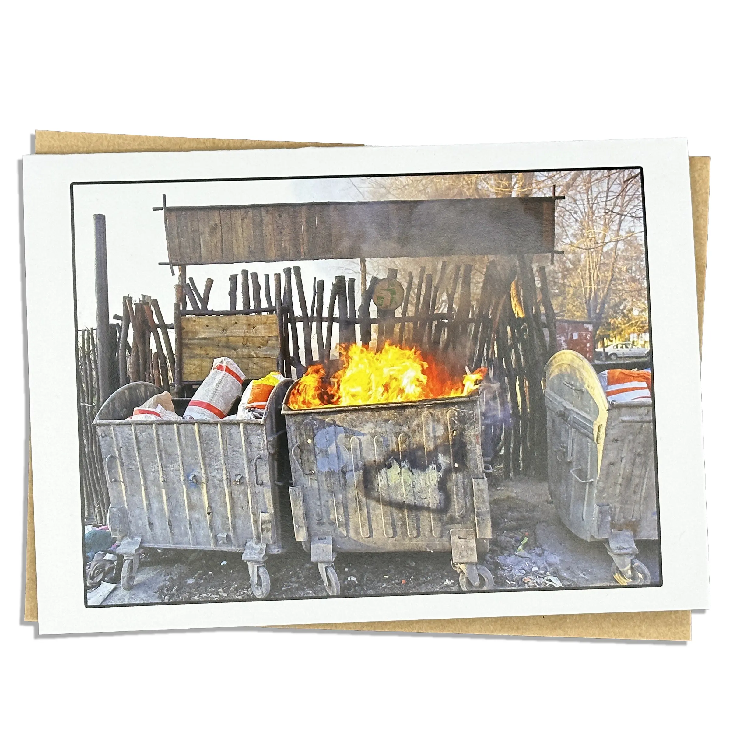 HOTZ Dumpster Fire Greeting Card, Funny Blank Card for Bad Days, Breakups and Hard Times, Sarcastic Card for Any Occasion