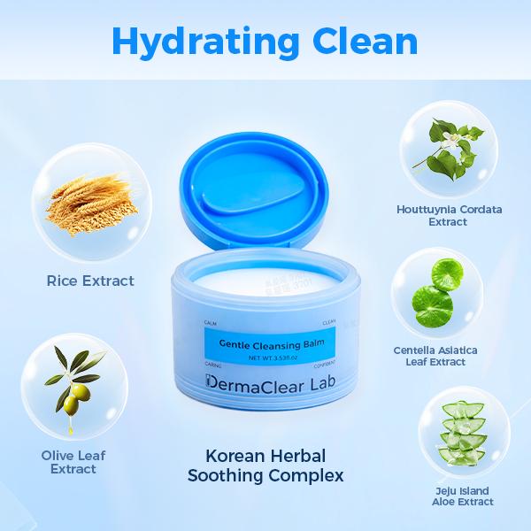 DermaClear Lab All-in-One Gentle Cleansing Balm | Makeup Remover for Face, Eyes & Lips | Sensitive Skin Friendly with PENTA-RICE Centella | Hydrating & Fragrant | Magnetic Spoon Included