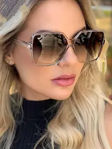 Women's Ombre Tinted Lens Full Frame Sunglasses, High Quality Sunglasses, Trendy Casual Sunglasses for Everyday Use, Fashion Accessories for Outdoor Activities