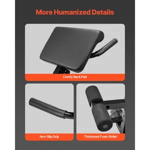 VEVOR Roman Chair Hyperextension Bench, 250 lbs Adjustable Foldable Extension Machine, Multi-Function Exercise Equipment for Glute, Hamstring, Back, and Ab Workout, Fitness Weight Bench for Home Gym