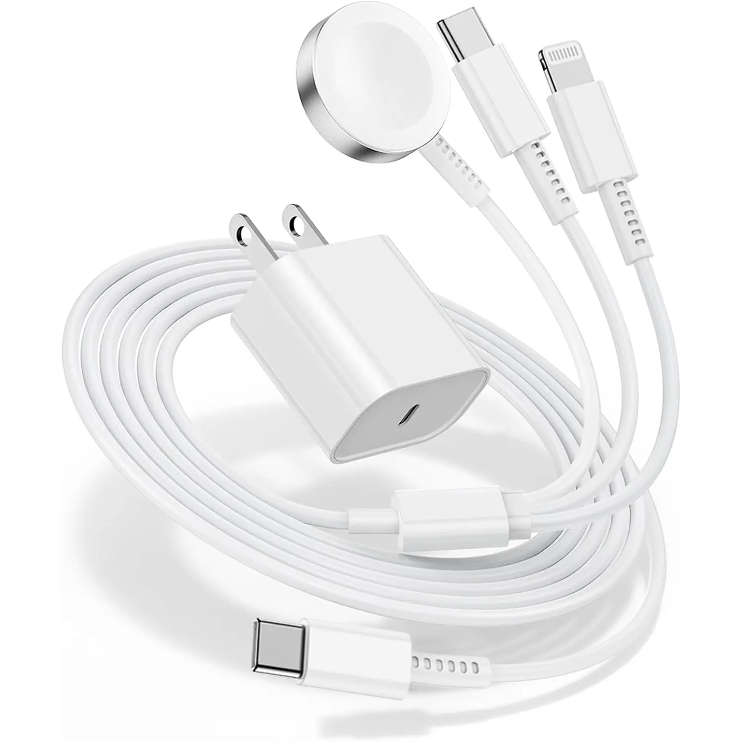 for Apple Watch Charger Fast Charging Solution,3 in 1 Multi Magnetic Mobile Chargers Cable Lightning Connector with 20W USB C Charger, iWatch Charger Cord 6FT for iWatch Series Ultra2/SE/10/9/8/7/6/5/4/3/iPhone 15 16 Pro Max/14/13/12/11