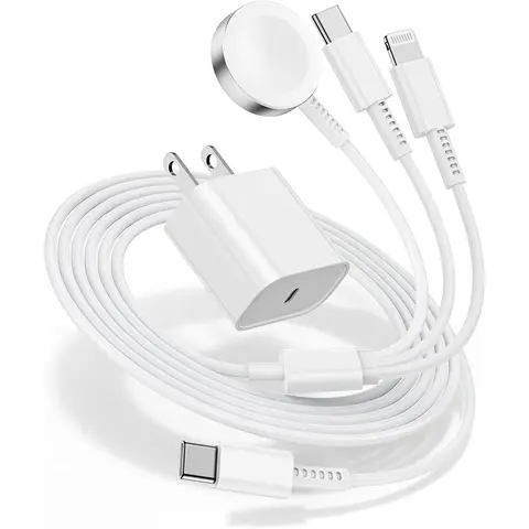 for Apple Watch Charger, Smart Watch Charger,3 in 1 Multi Magnetic Mobile Chargers Cable Lightning Connector with 20W USB C Charger, iWatch Charger Cord 6FT for iWatch Series Ultra2/SE/10/9/8/7/6/5/4/3/iPhone 15 16 Pro Max/14/13/12/11