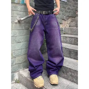 Men's Wide Leg Jeans In Bold Purple Denim For Unique Streetwear Looks Y2k Jeans Jnco Jeans Baggy Jeans
