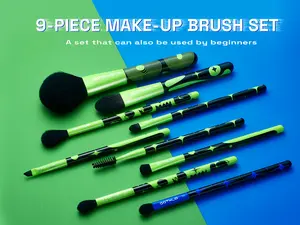 Neon fluorescent 9pcs makeup brushes, a bright landscape on your makeup table, great gift for mother, wife, girlfriend, sister, best friend.