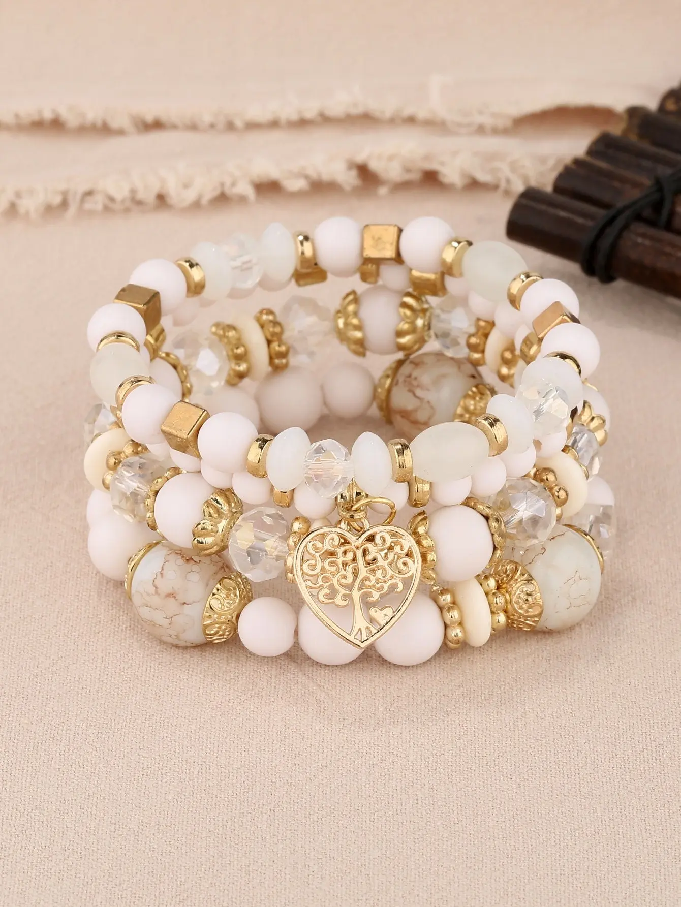 Vintage Heart 4 Piece Bracelets set
