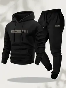 Men's Casual Sports Suit -Fashionable American Letter PrintFleece Hoodie With Drawstring And Sweatpants SetOutdoor Jogging And Fitness Street Style All-Day Wear 3D Printed Holiday Pants