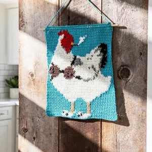 “Mind Your Cluckin Business” Crochet Tapestry