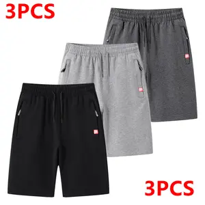 3-Piece Men’s casual athletic shorts, available in tree colors, made from breathable fabric with a zipper design-perfect for summer beach trips, outings, and everyday outdoor activities,Menswear shorts SpringStatements