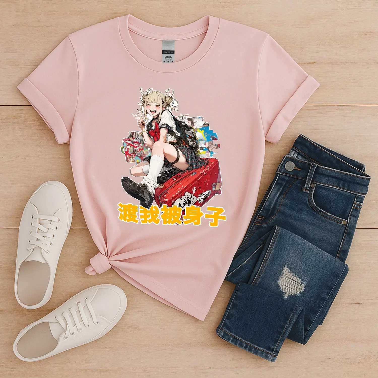 Always Men's Himiko Toga Anime Graphic Print Round Neck Thick