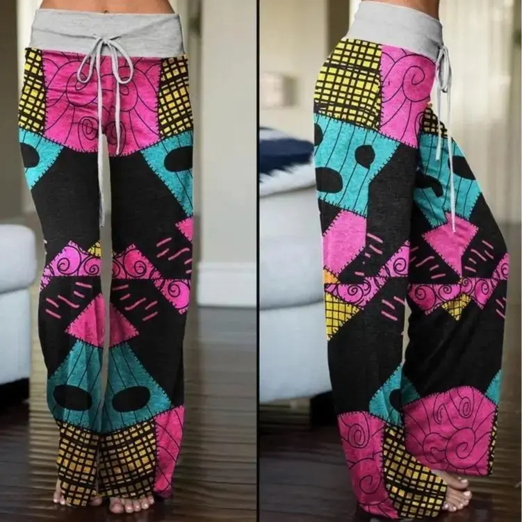 Patchwork Gothic Pajama Pants – Baggy Fit, Comfy Lounge Pants for Women