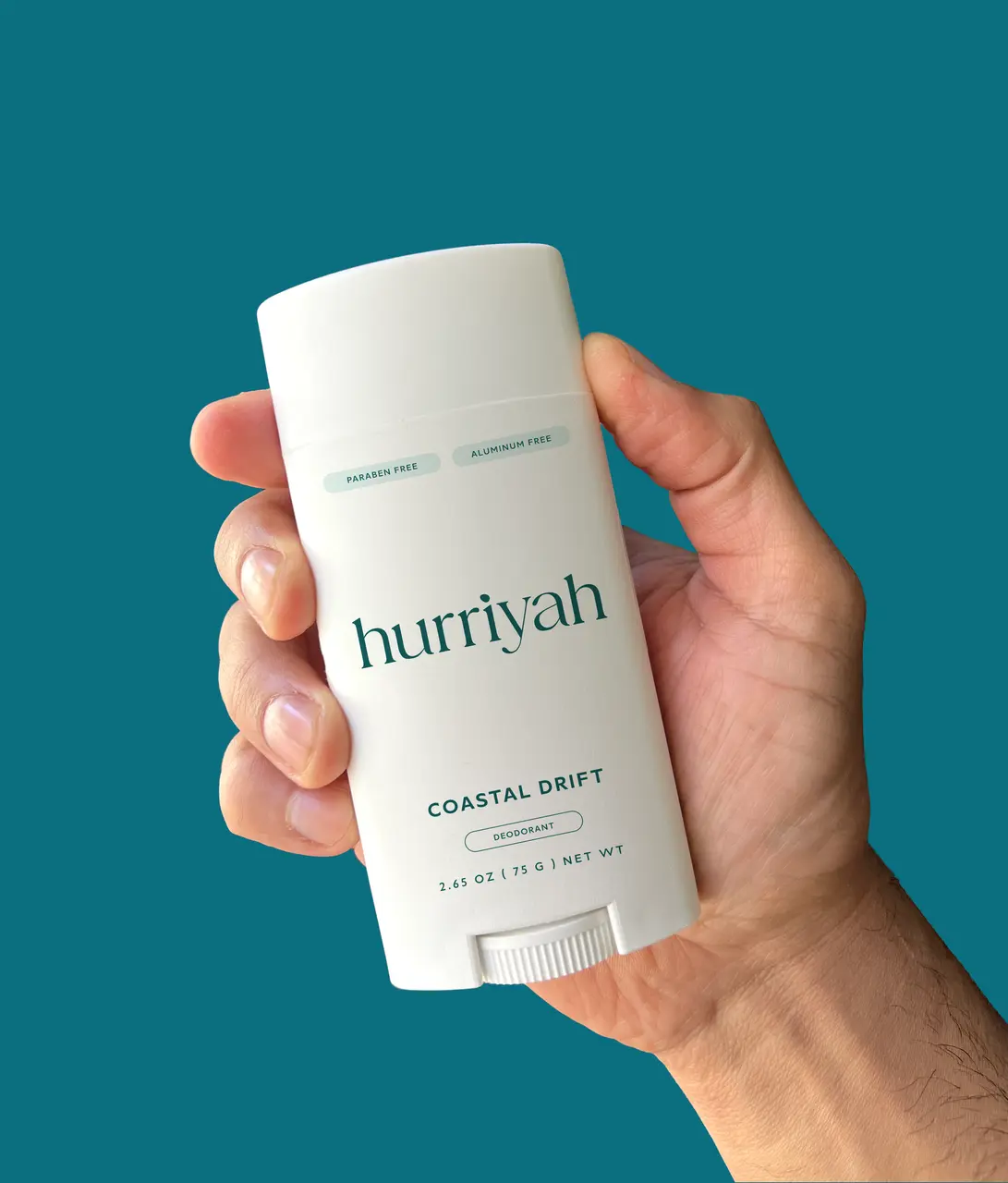 Hurriyah Coastal Drift Natural Deodorant for Men & Women, Aluminum Free, All-Day Odor Protection, Probiotic + Hyaluronic Acid, Vegan & Cruelty-Free, Unisex Oceanic Musk Scent, EcoSmart Tube, 2.65 oz