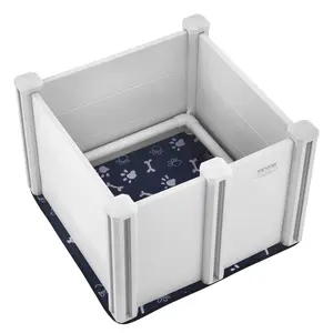 VEVOR Dog Whelping Box, 28.3x 28.3x 18.1in Whelping Box for Dogs and Puppies, Whelping Pen for Puppies, Dog Birthing Box with Rails and Washable Pee Pad, Whelping Box for Small Breed Dogs, White