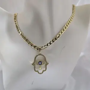 Handza Gold Plated Unisex Chain 250 Necklace with Evil Eye Pendant 872 for Men and Women