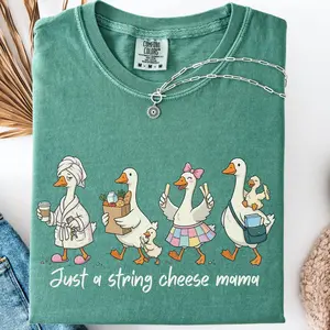 Just A String Cheese Mama Era Mama Comfort Colors Shirt, Mother’s Day Gift for Mom, Trendy Motherhood Graphic Tee, Funny Silly Goose Mom T-Shirt, Unisex Comfort Colors Shirt
