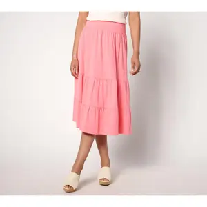 Isaac Mizrahi Live! Regular Essentials Tiered Midi Skirt