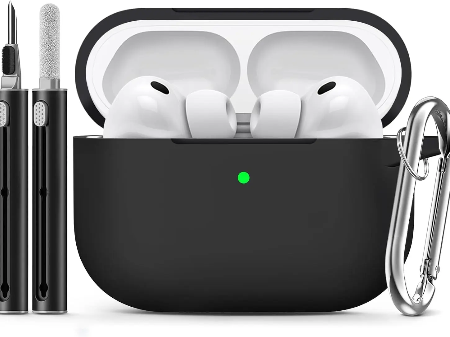 AirPods Pro 3 Case 2025 with Cleaner Kit,Black | Soft Silicone Protective Cover for Apple AirPod Pro 3rd Generation Case with Keychain for Women Men,Shockproof