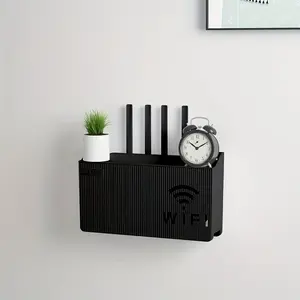 Wireless Router Storage Rack, Wall-Mounted Plastic Organizer Box, Home Decor, Room Office Use, Multi-Functional WiFi Router Stand & Tool Holder