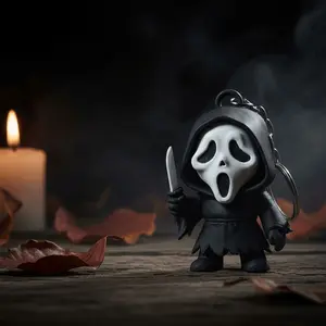 Flexi Ghostface 3D Printed Keychain, Halloween Character Keychain, Spooky Slasher Gift, Horror Collectible, Halloween Bag Charm, 3D Printed Keychains, Halloween Character Keychains