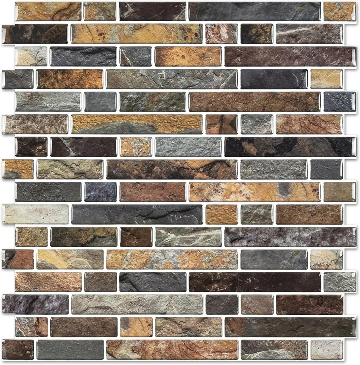 STICKGOO 10Pcs 3D Stone Peel and Stick Backsplash, 12”×12”, 3D Self Adhesive Peel and Stick Tile Backsplash for Kitchen & Bathroom