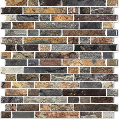 STICKGOO 10Pcs 3D Stone Peel and Stick Backsplash, 12”×12”, 3D Self Adhesive Peel and Stick Tile Backsplash for Kitchen & Bathroom