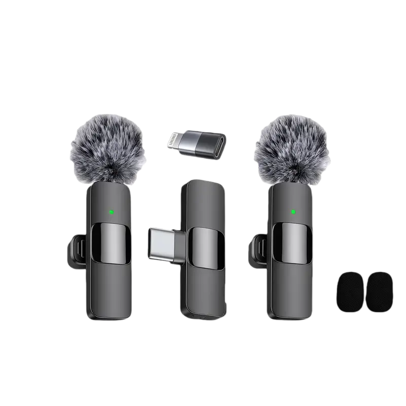 2-In-1 Wireless Mini Smartphone Mic - Handheld Clip-On Recording Tool with Plug-And-Play Receiver, Stereo Audio, Noise Reduction for Sports & Outdoor Vlogging