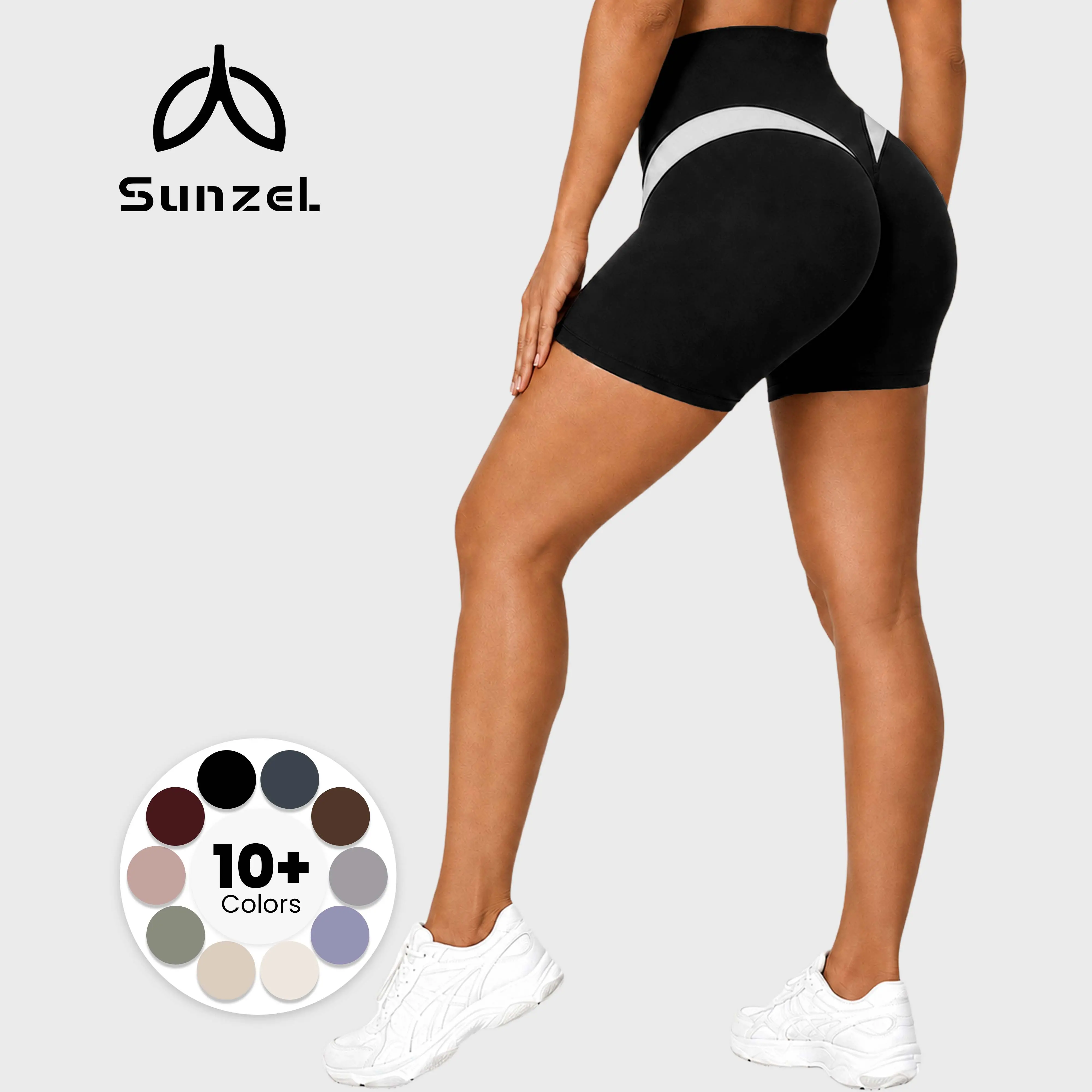 Sunzel Female High Rise Biker Shorts - 4" Inseam, Cinched Fitted, High Waisted, Tummy Control, Buttery Soft, Squat Proof, No Front Seam, Lightweight Compression Activewear for Summer Gym Training, Casual Athleisure, High Rise Shorts