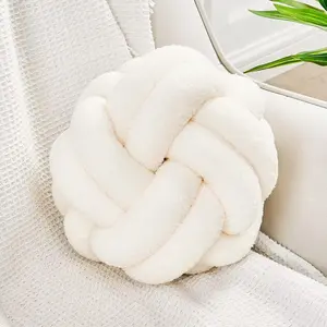 Knot Pillow Ball, Soft Home Decor Knotted Pillows, Handmade Round Plush Throw Pillow, Aesthetic & Cute Decorative Pillows for Bed, Floor, Couch, Bedroom