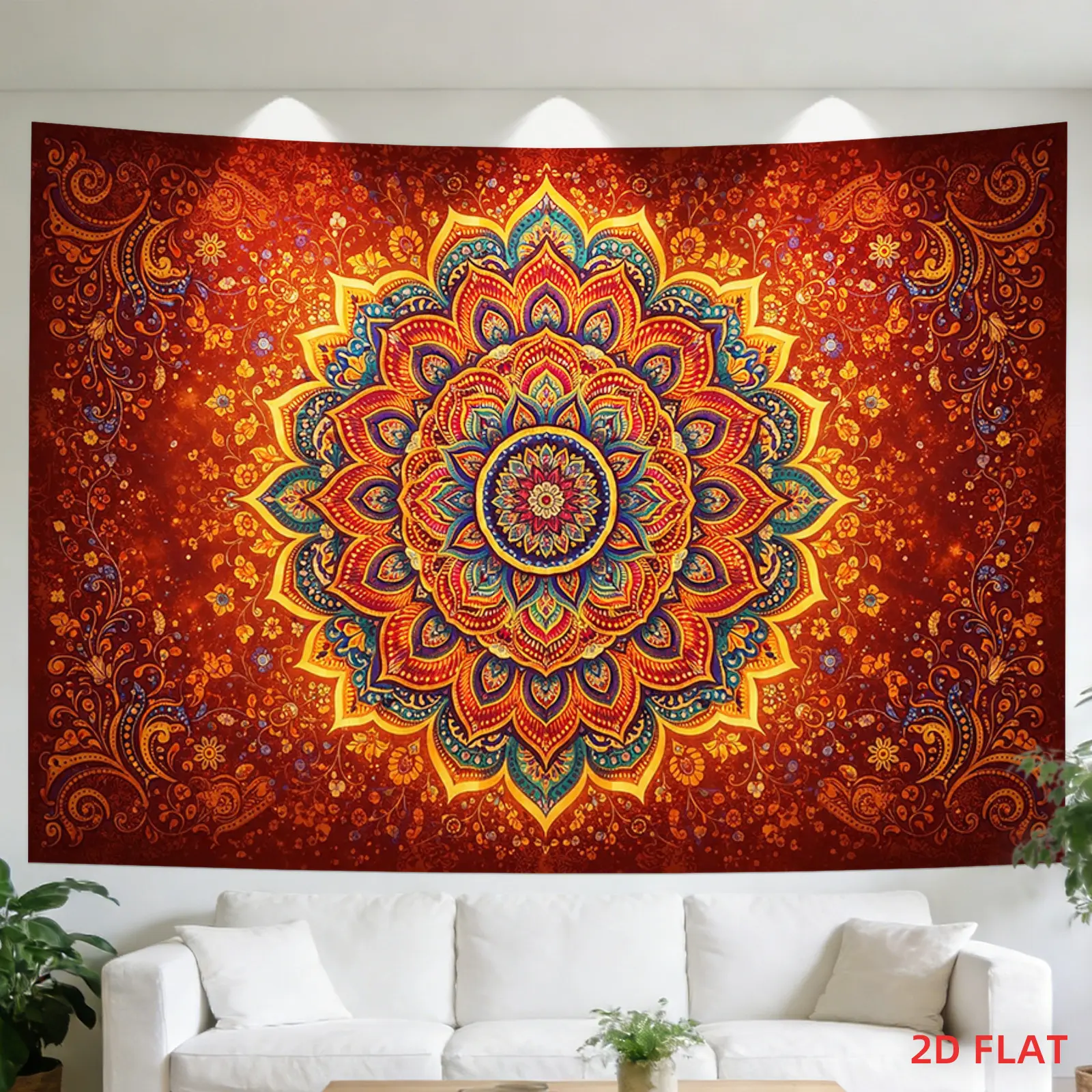 Large Mandala Tapestry - Bright Colors, Intricate Patterns, Light-Decor Compatible Hanging Wall Art for Bedroom, Living Room, Meditation Space - Indoor/Outdoor Decoration, Ideal Gift (Textiles & Soft Furnishings Category)