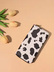 Cow Print Long Wallet, Fashionable PU Leather Zipper Wallet for Women, Casual Trendy Versatile High-quality Daily Wallet, Ladies Wallet