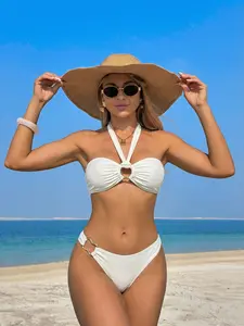 2026 New Spring Summer Halter Backless Bikini Set, Triangle Bikini Sets, Sexy Solid Color Triangle Swimsuit, Tight-Fitting Beach Vacation, Halter Neck Bikini