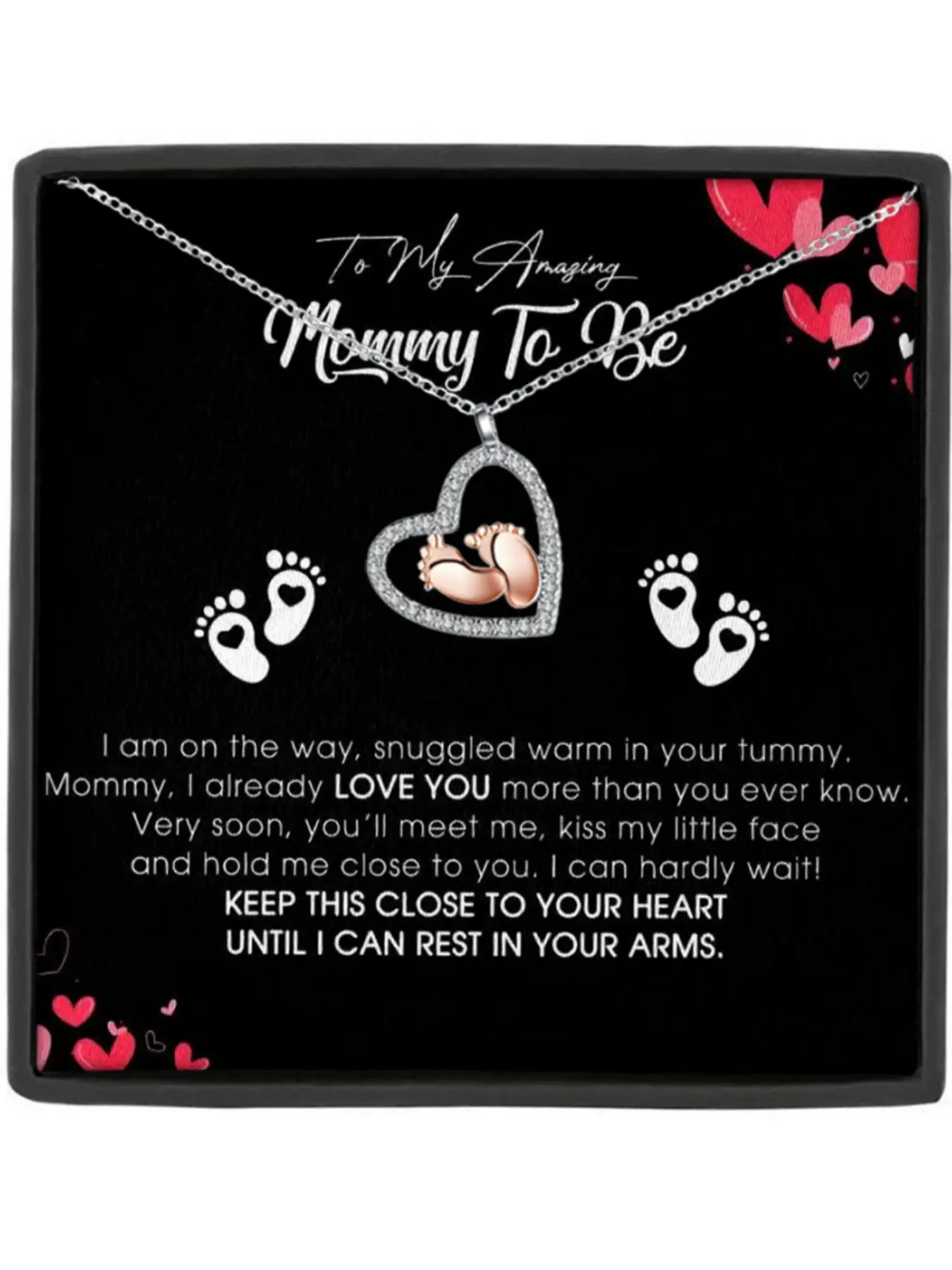 Mother's Day Gift To an amazing MAMA TO BE Pendant Necklace, Heart Design Necklace,Pregnancy Gift for Her,My Mummy From Tummy Necklace,Mommy Gift From Unborn Baby,New Mom Gift From Husband,Baby Bump, Love Heart Necklace