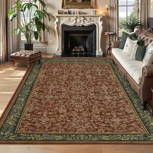 Vintage-style Bedroom Rug Washable Non-slip Floral Print Soft Non-shedding Large Size Foldable for Farmhouse Dining Room Hallway Living Room and Office