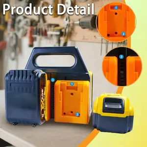 Four Slot Battery Holder Compatible with Dewalt 20v and 18v Batteries, Portable Storage Organizer for Garage Workshop, Tool Boxes